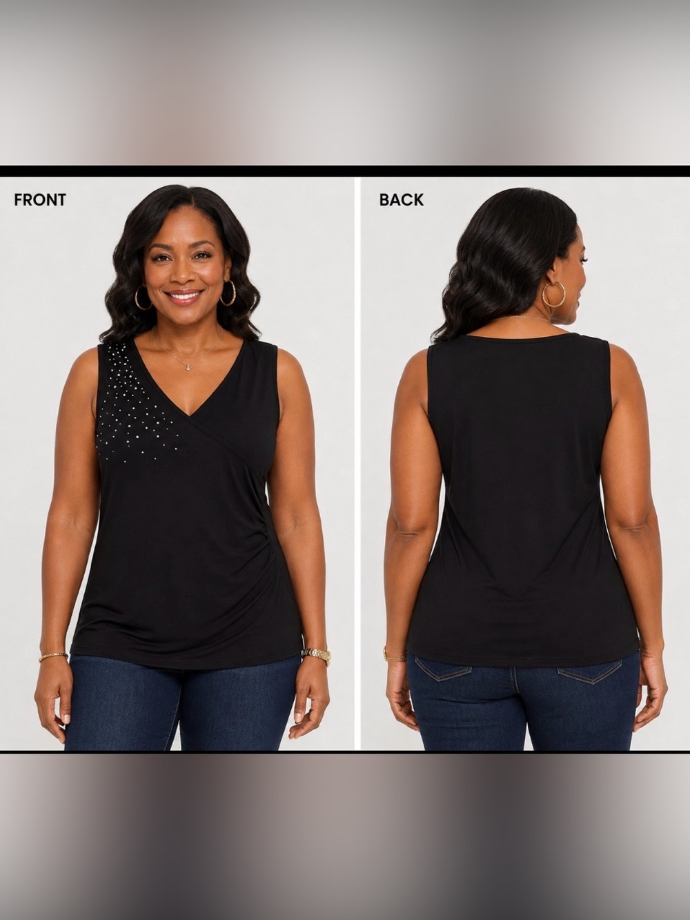 Chic Black Embellished Tank Top